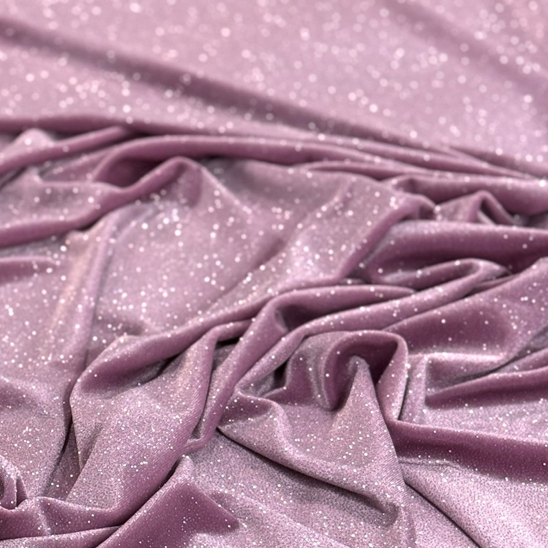 Glitter Velour Drapery Panel in Dusty Pink