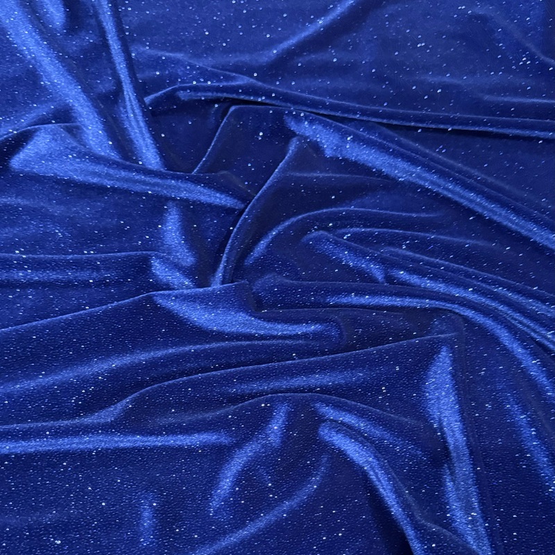 Glitter Velour Drapery Panel in Royal
