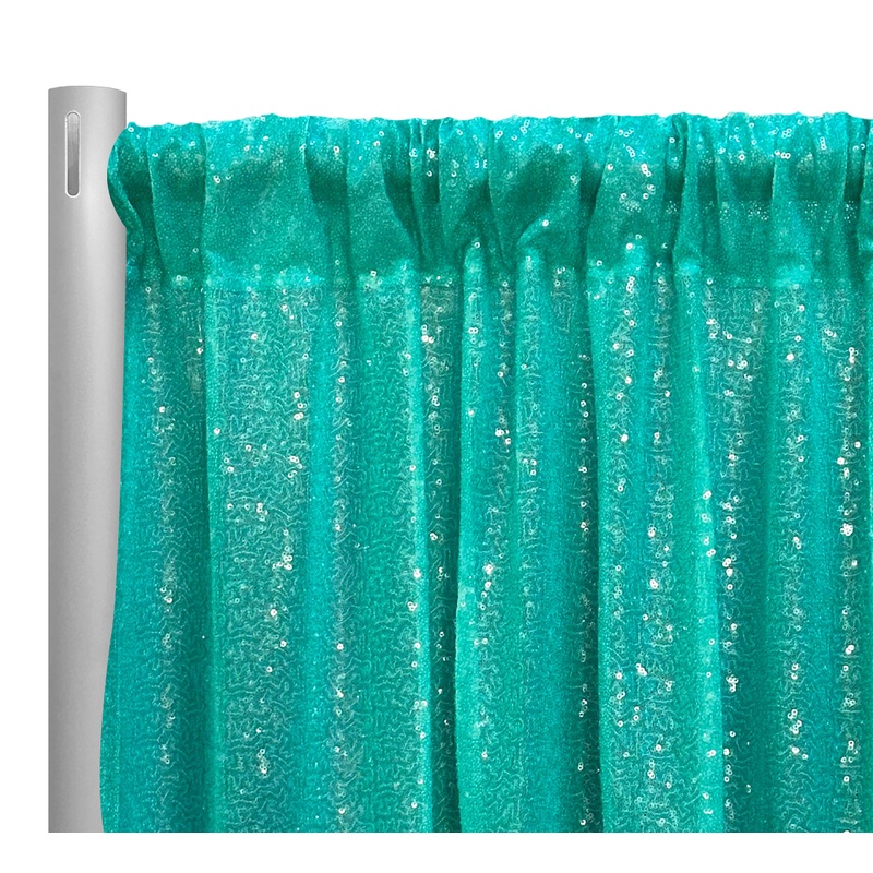 Glitz Sequins Drapery Panel in Teal Green