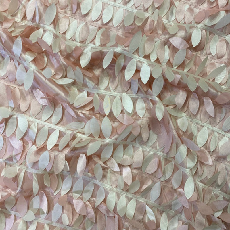 Leaf Hanging Taffeta Drapery Panel in Blush Mix