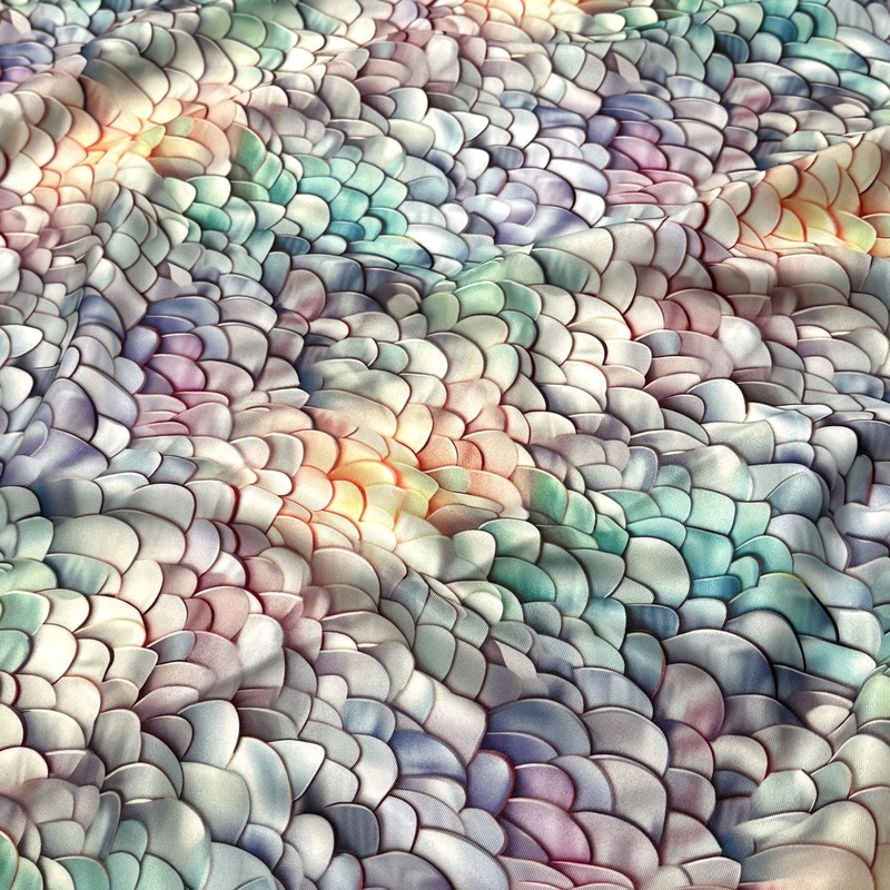 Mermaid (Poly Print) Drapery Panel in Pearl