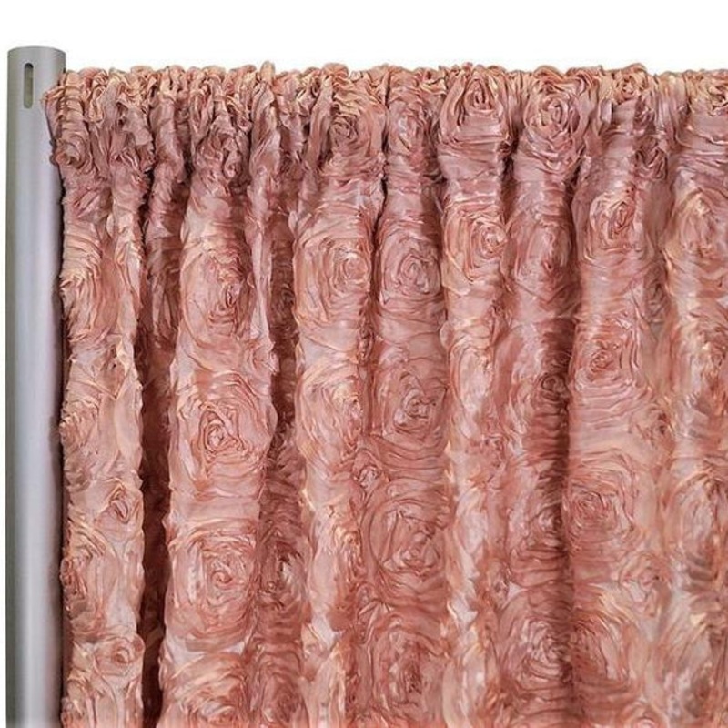 Rose Satin (3D) Drapery Panels (54" Wide) / 28 Colors