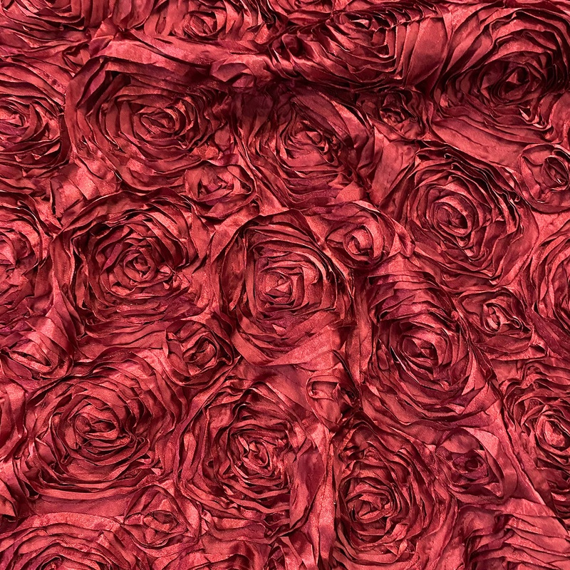 Rose Satin (3D) Wholesale Fabric in Burgundy