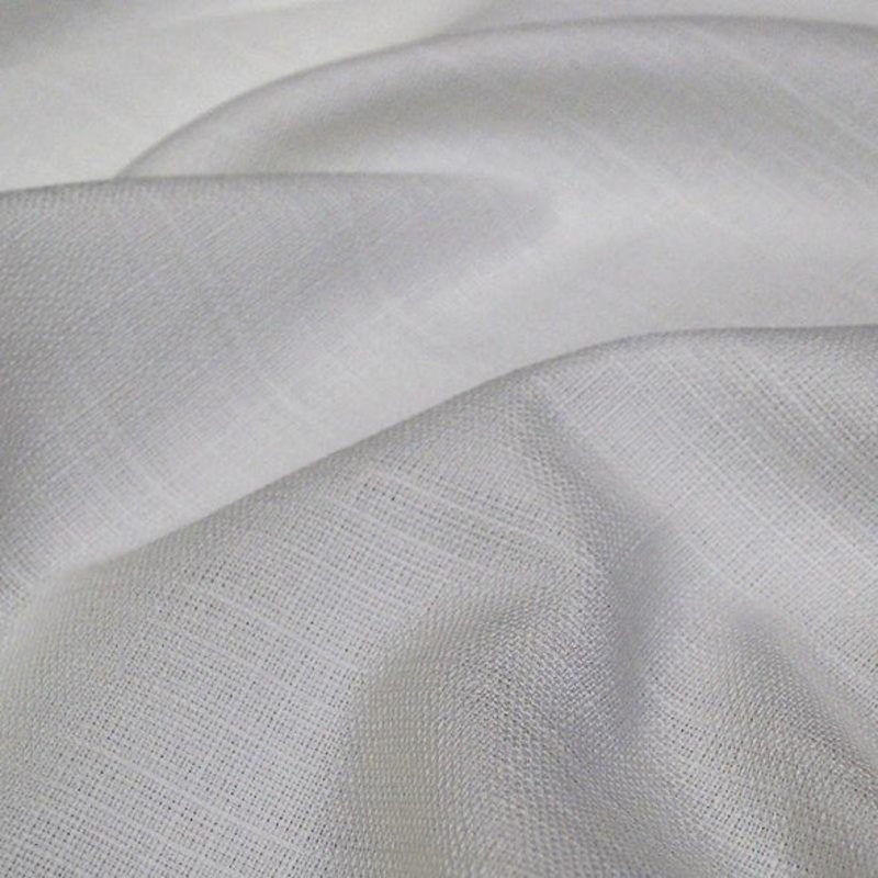 Rustic Linen Drapery Panel in White