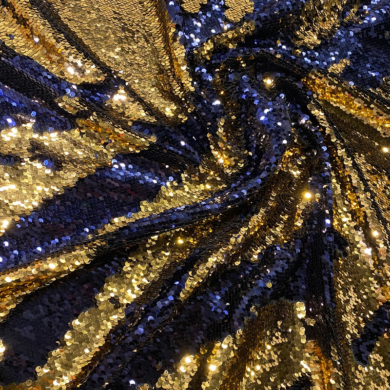 Two-Tone Sequins Wholesale Fabric in Navy and Rose Gold