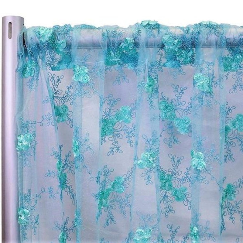Baby Rose Embroidery Drapery Panels (56" Wide) / 14 Colors