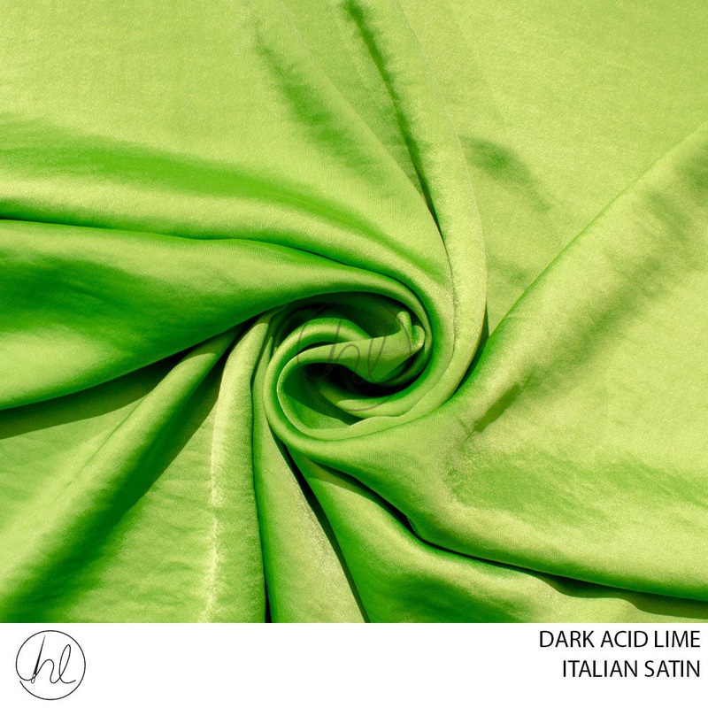 ITALIAN SATIN 51 PER M DARK ACID LIME 150CM WIDE