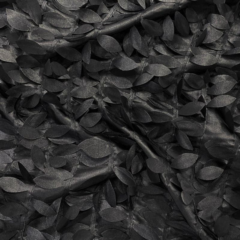 Leaf Hanging Taffeta Drapery Panel in Black
