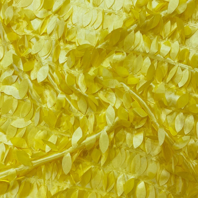 Leaf Hanging Taffeta Drapery Panel in Yellow
