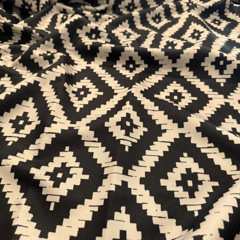 Onyx (Poly Print) Drapery Panel in Black / Taupe