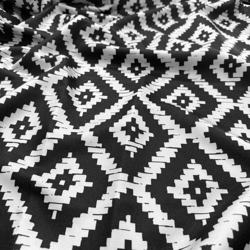Onyx (Poly Print) Drapery Panel in Black / White