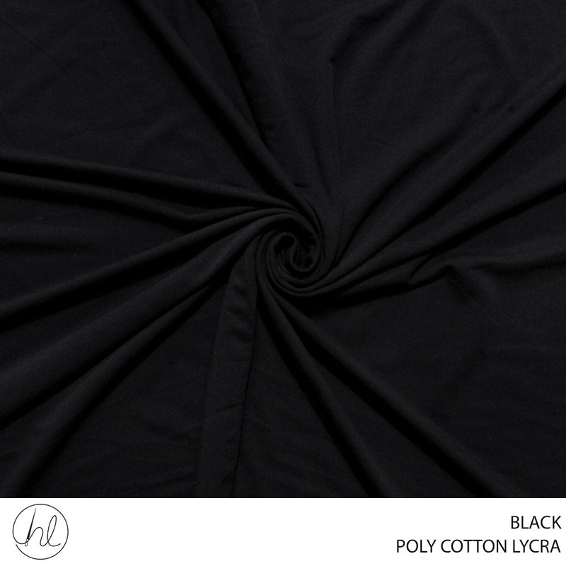 POLY COTTON LYCRA 150CM BLACK ROLL ROLL 001