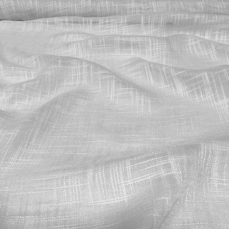 Poly Slub Linen Drapery Panel in White