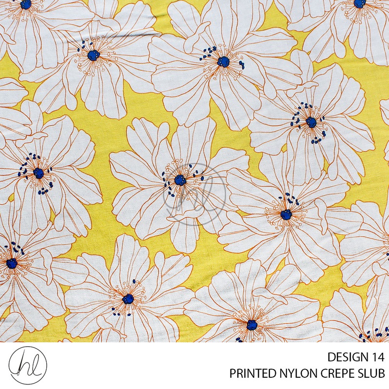 PRINTED NYLON CREPE SLUB 56 YELLOW 150CM PER M