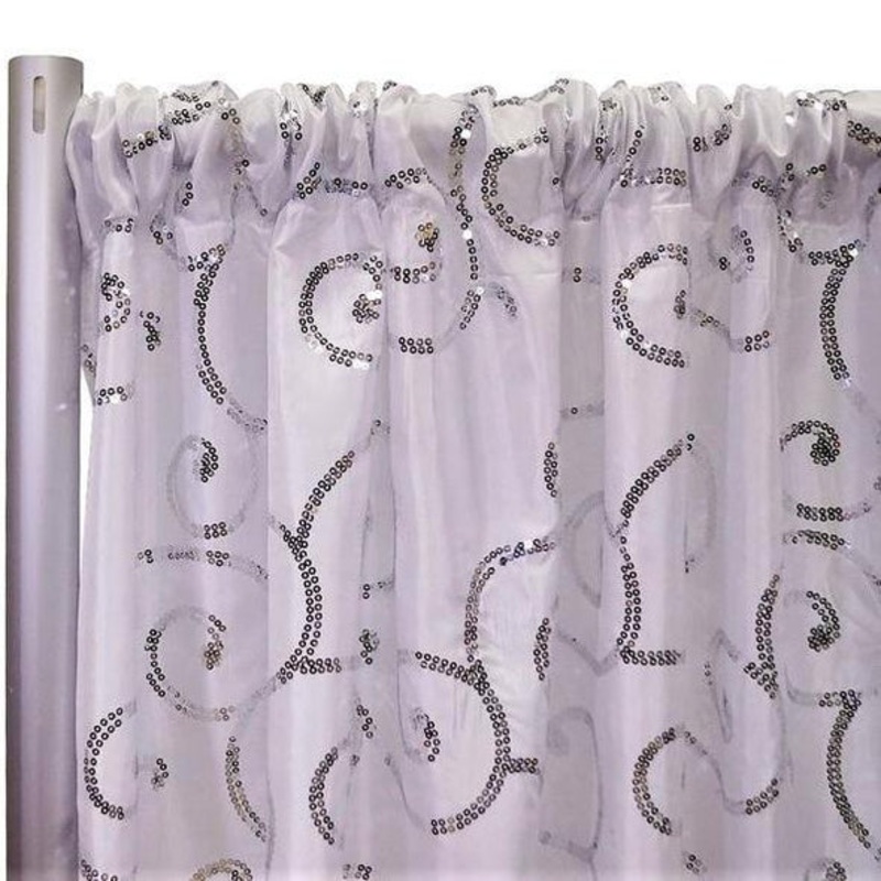 Swirl Sequins Taffeta Drapery Panels (58" Wide) / 6 Colors