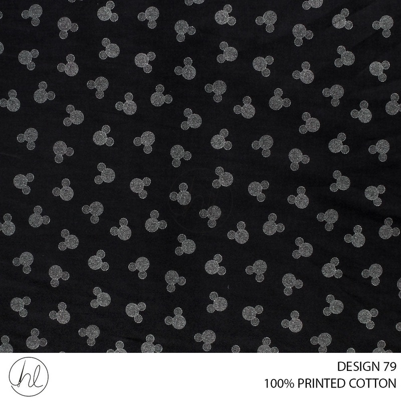 100% PRINTED COTTON 3408 BLACK 110CM PER M