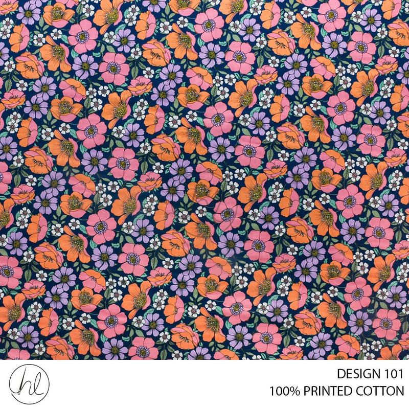 100% PRINTED COTTON 3408 NAVY  110CM PER M