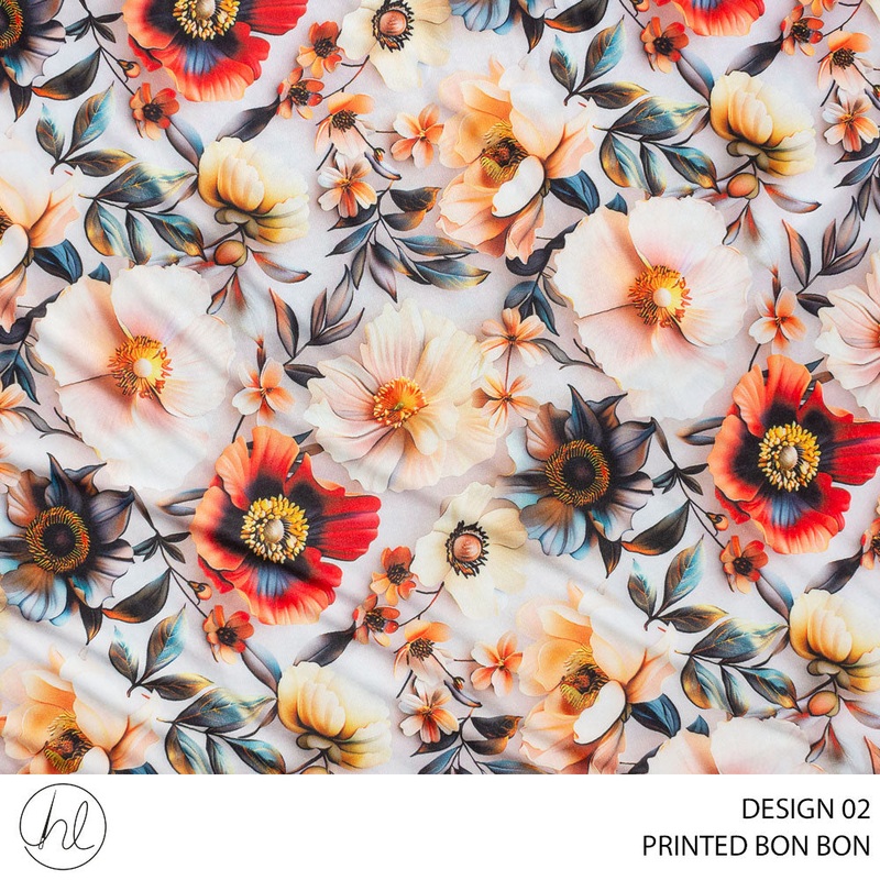 BON BON PRINTED FABRIC 150CM 100641 SEASHELL ROLL ROLL 001
