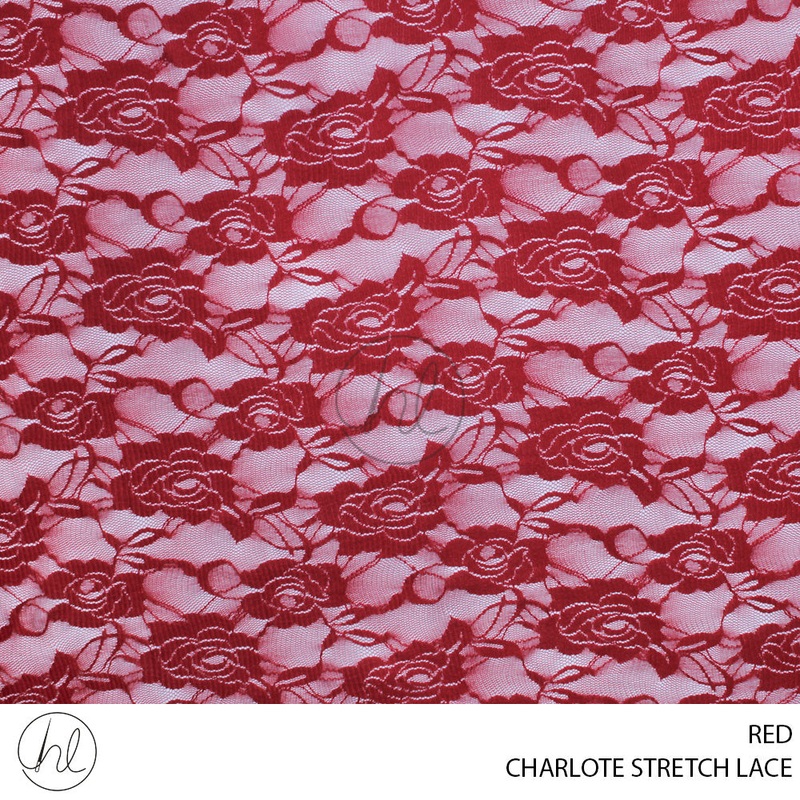 CHARLOTE STRETCH LACE 55 RED 150CM PER M