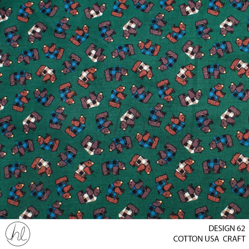 COTTON USA CRAFTS PER M GREEN DESIGN 62 112CM WIDE
