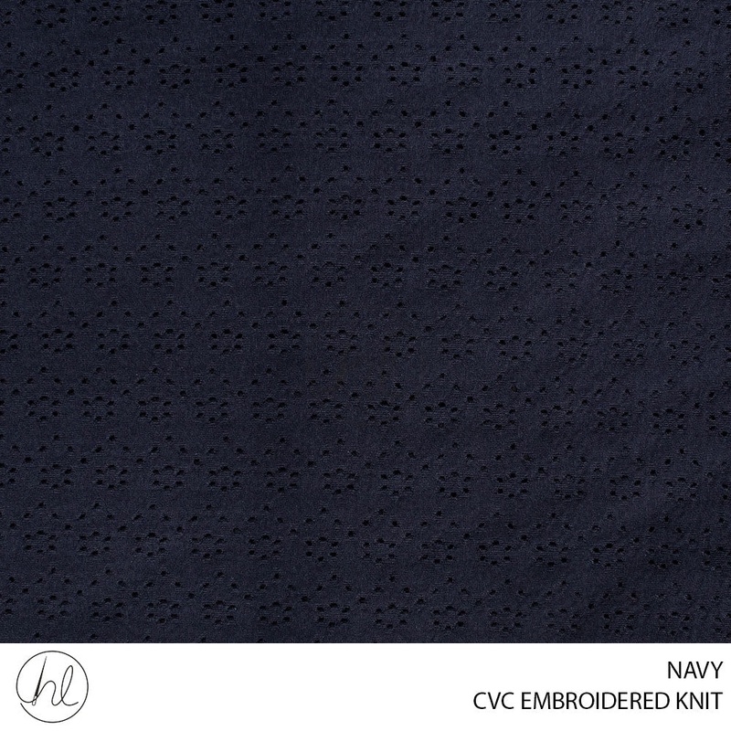 CVC EMBROIDERED KNIT 51 NAVY 150CM PER M