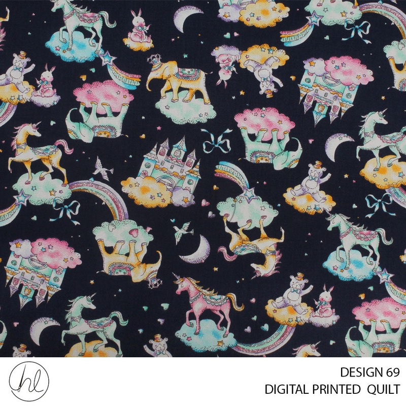 DIGITAL PRINTED QUILT PER M DESIGN 69 NAVY 110CM WIDE