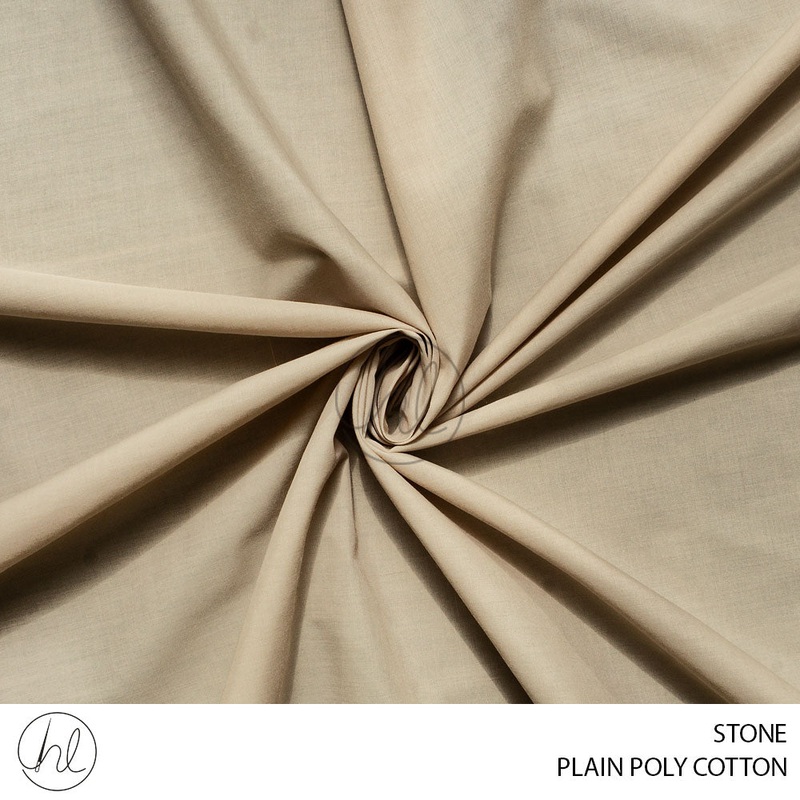 PLAIN POLY COTTON FABRIC 112CM STONE
