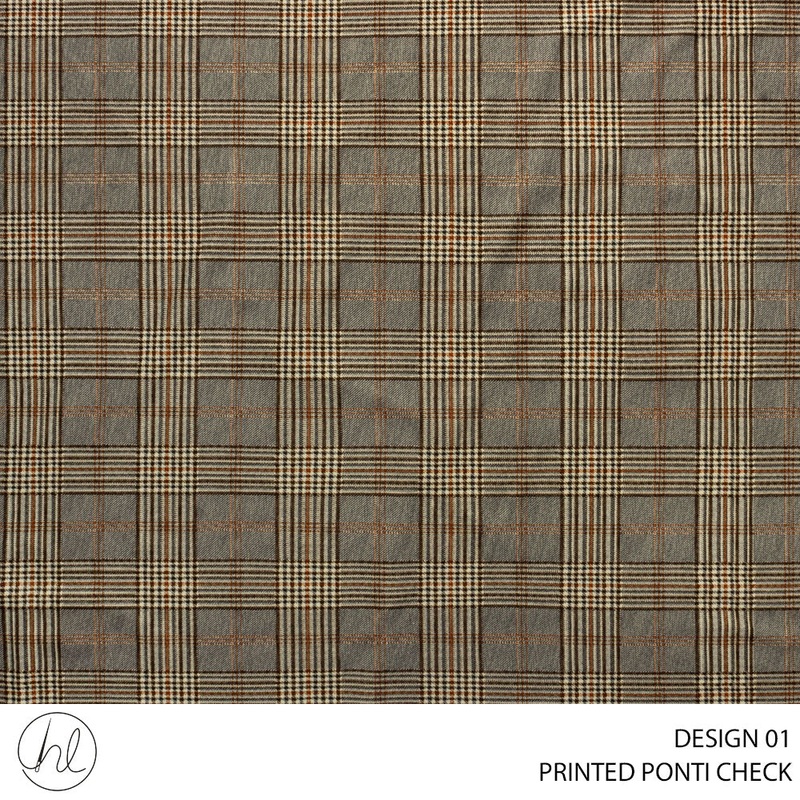 PONTI CHECK PRINTED FABRIC 150CM CREAM ROLL ROLL 001