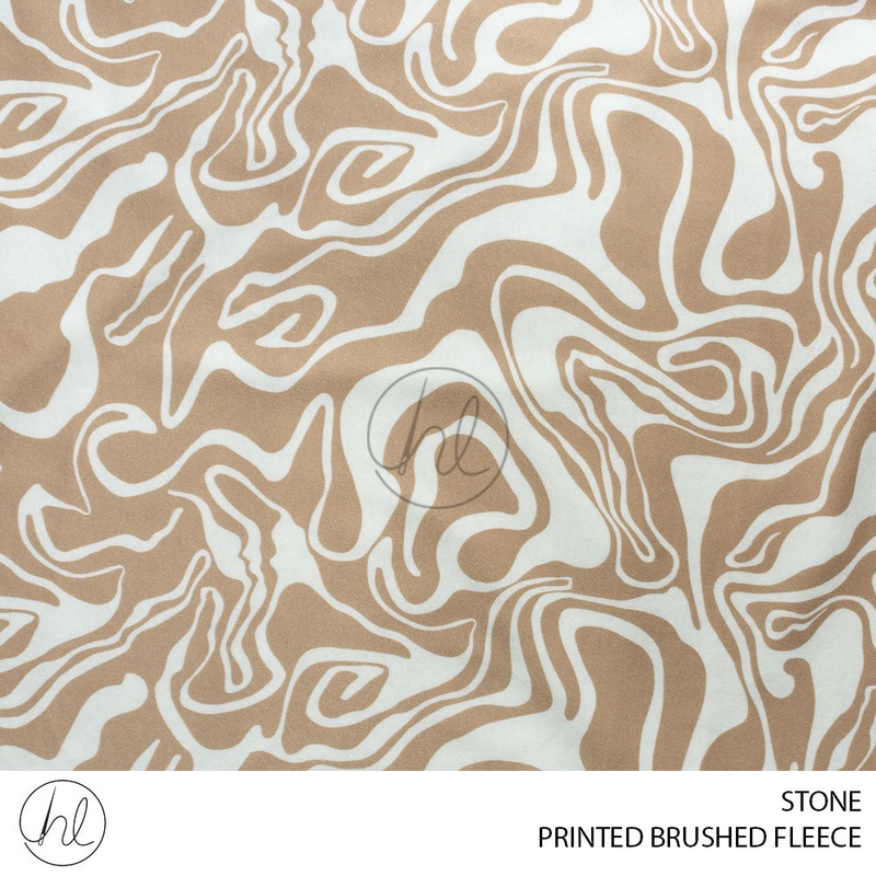 Printed Brushed Fleece 56 Stone 150cm Per M