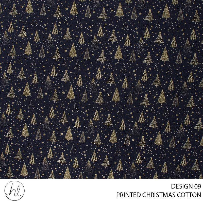 PRINTED CHRISTMAS COTTON DESIGN 162 51 NAVY 145CM PER M