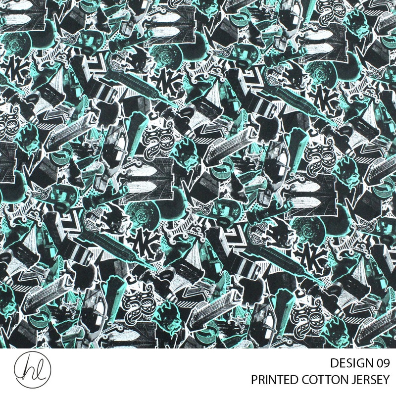 PRINTED COTTON JERSEY DESIGN 09 150CM WIDE PER M
