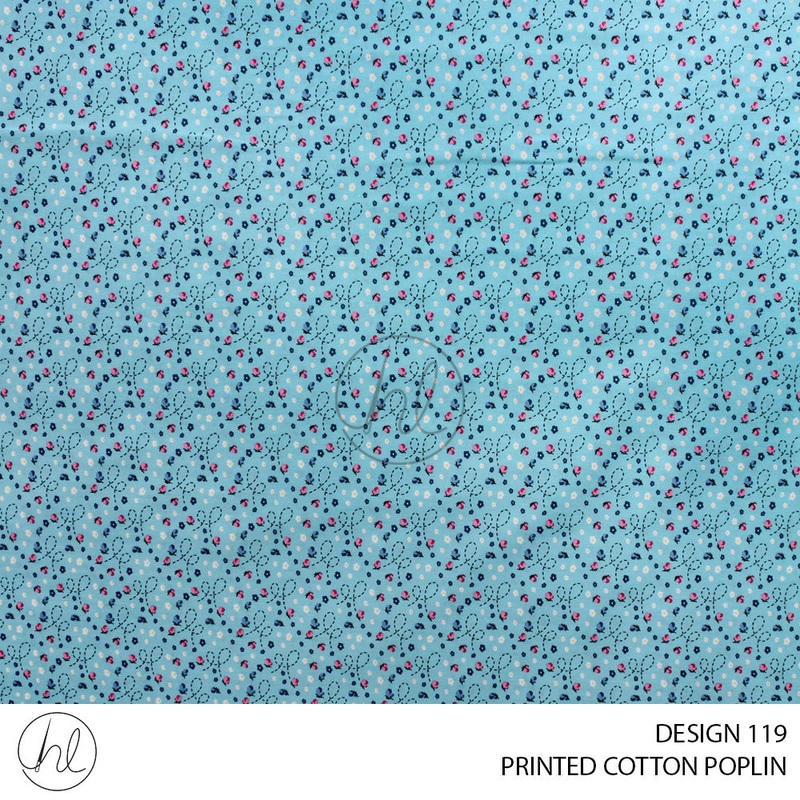 PRINTED COTTON POPLIN 51 AQUA 115CM PER M