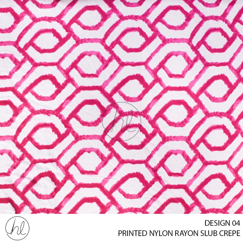 PRINTED NYLON RAYON SLUB CREPE 56 CERISE 150CM PER M