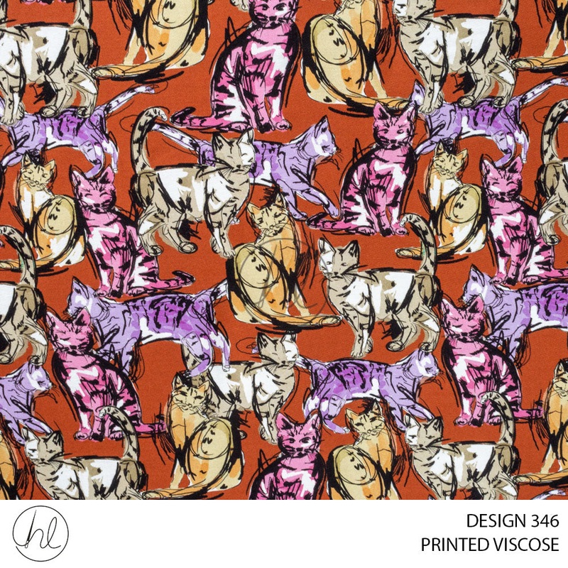 PRINTED VISCOSE CALIX PER M DESIGN 346 RUST 150CM WIDE
