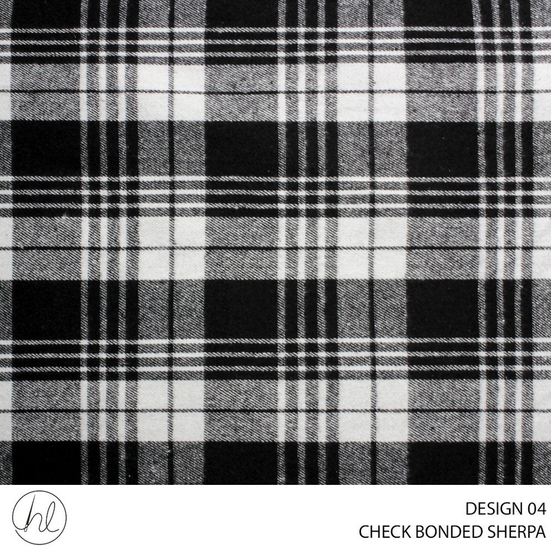 SHERPA BONDED CHECK FABRIC 150CM BLACK ROLL ROLL 001