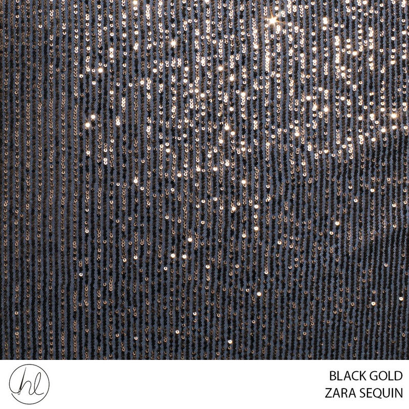 ZARA SEQUIN 55 BLACK/GOLD 140CM PER M
