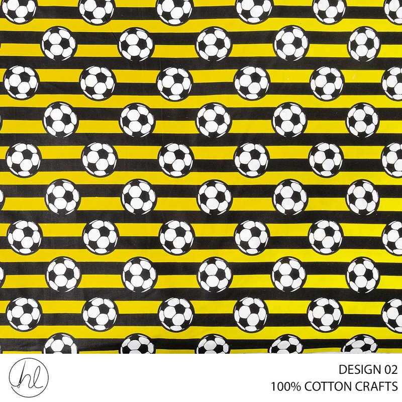 COTTON CRAFTS PRINTED FABRIC SOCCER BALLS YELLOW ROLL ROLL 001