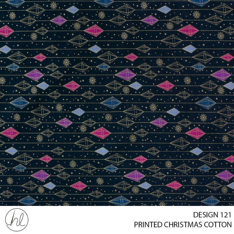 PRINTED CHRISTMAS COTTON DESIGN 58 51 NAVY 145CM PER M
