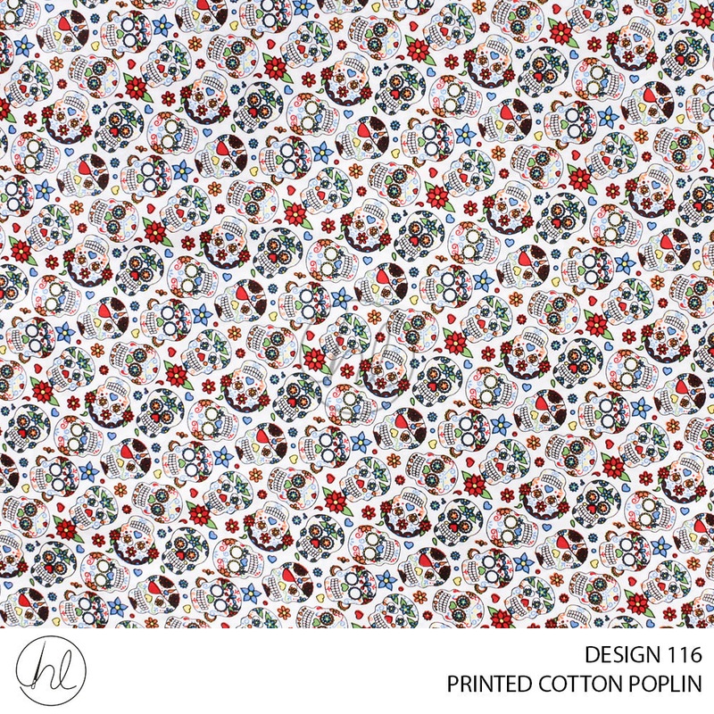 PRINTED COTTON POPLIN 51 WHITE 145CM PER M