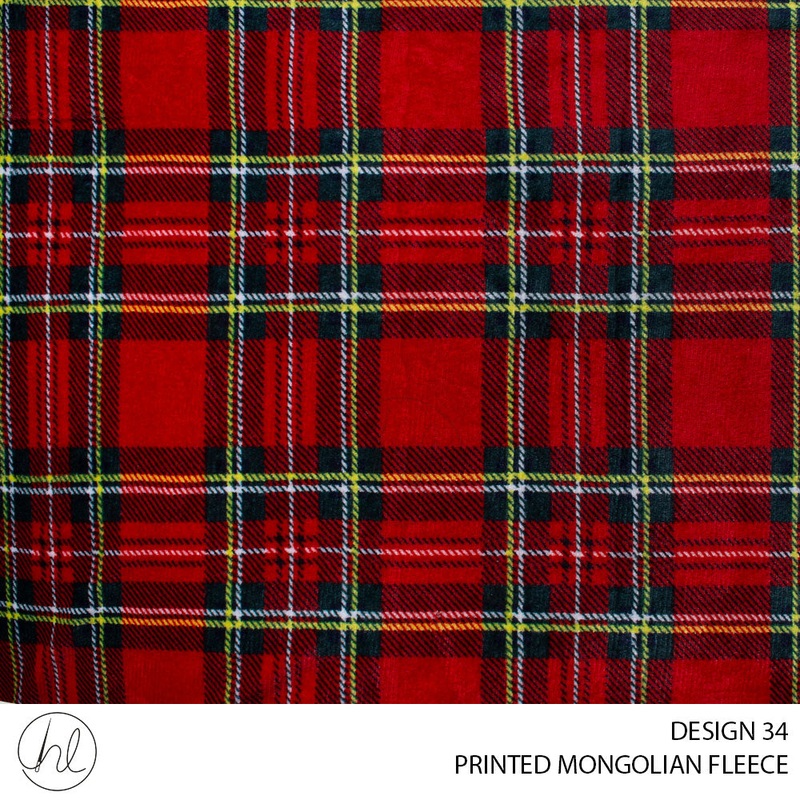 PRINTED MONGOLIAN FLEECE 55 RED 240CM  PER M