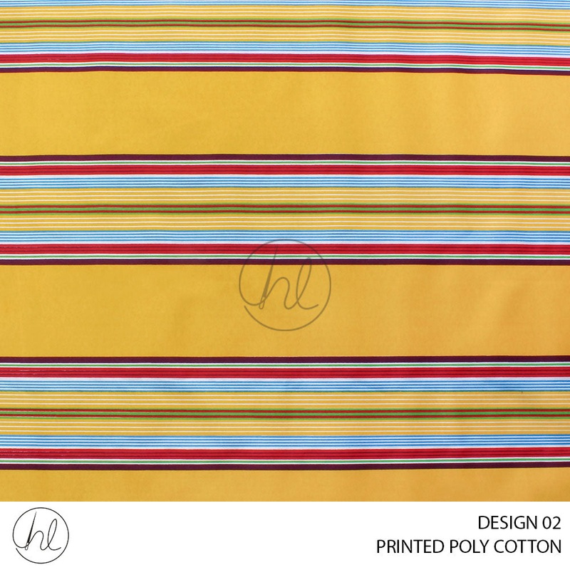 PRINTED POLY COTTON BROAD STRIPE DESIGN 02 YELLOW 115CM PER M