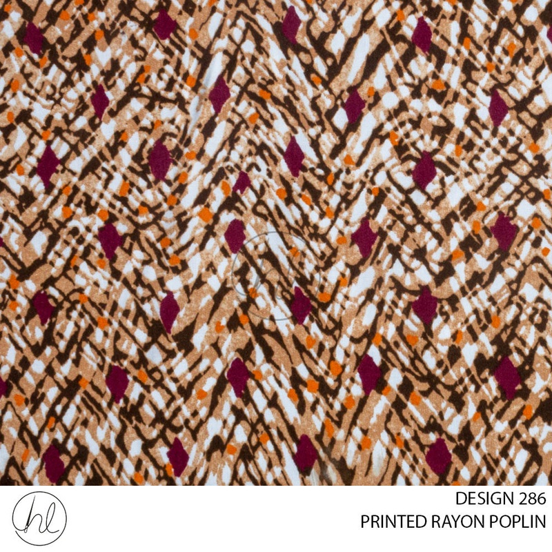 RAYON POPLIN PRINT 51 PER M BROWNDESIGN 286 150CM WIDE