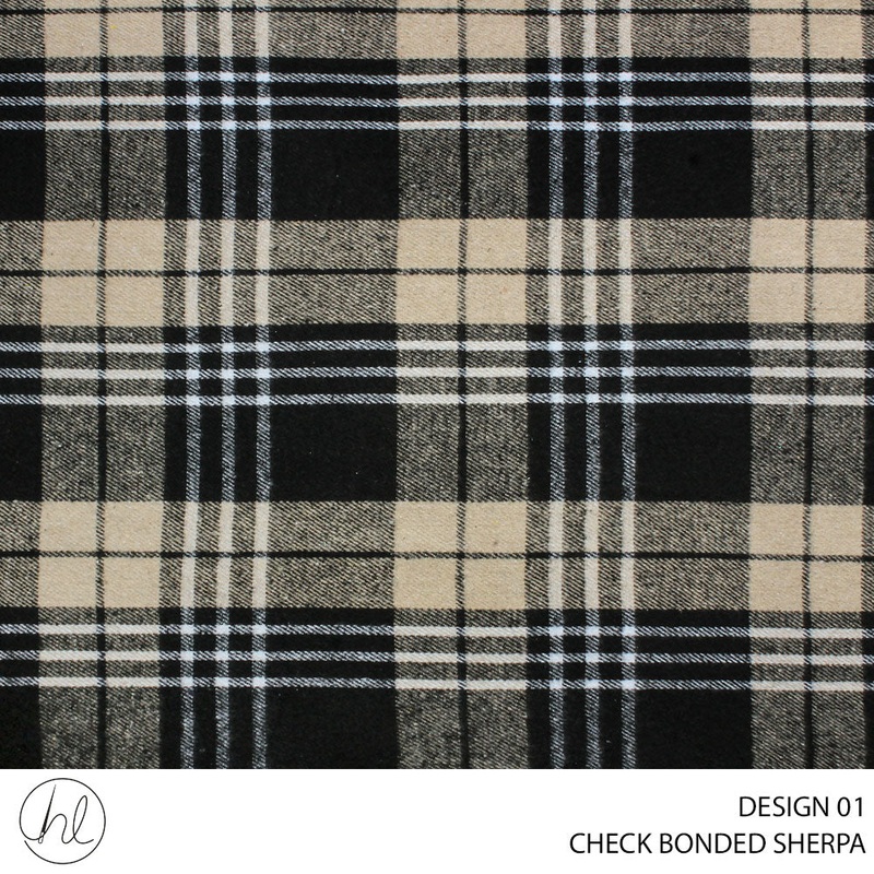 SHERPA BONDED CHECK FABRIC 150CM BEIGE ROLL ROLL 001
