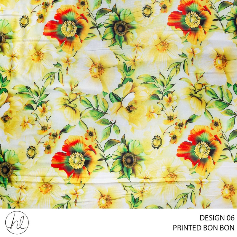 BON BON PRINTED FABRIC 150CM 100641 YELLOW ROLL ROLL 001