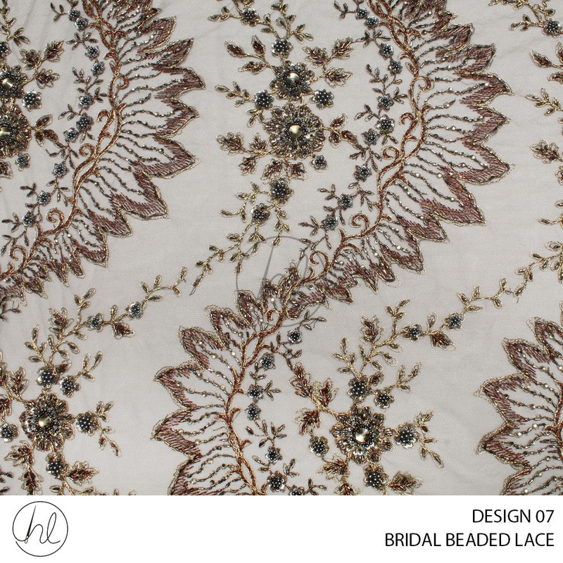 BRIDAL BEADED LACE 477 PER M DESIGN 07 BROWN COLLECTION 07