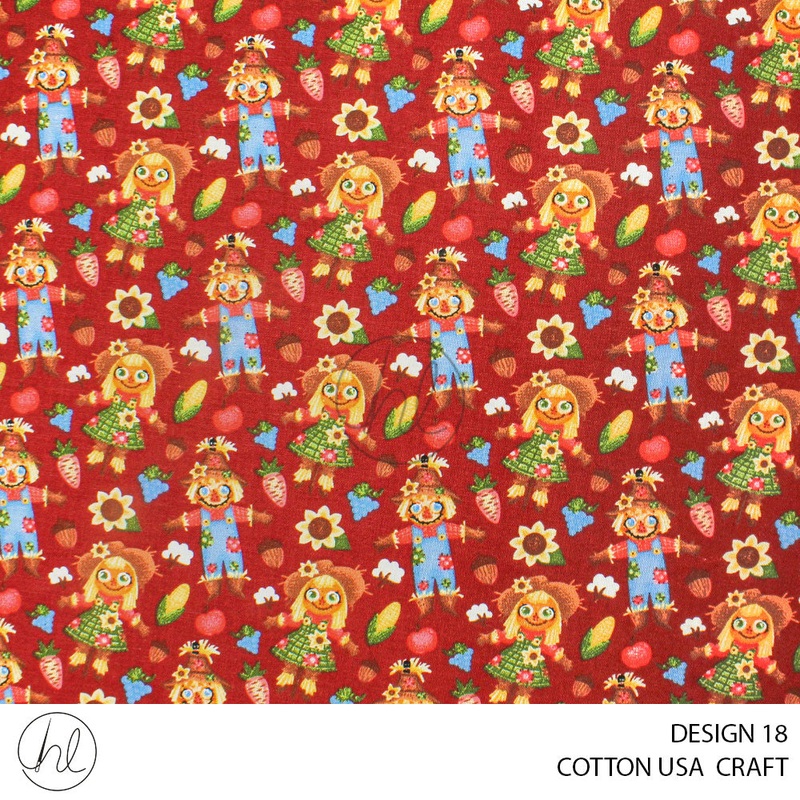 COTTON USA CRAFTS PER M FALL FRIENDS BURGUNDY DESIGN 18 112CM WIDE