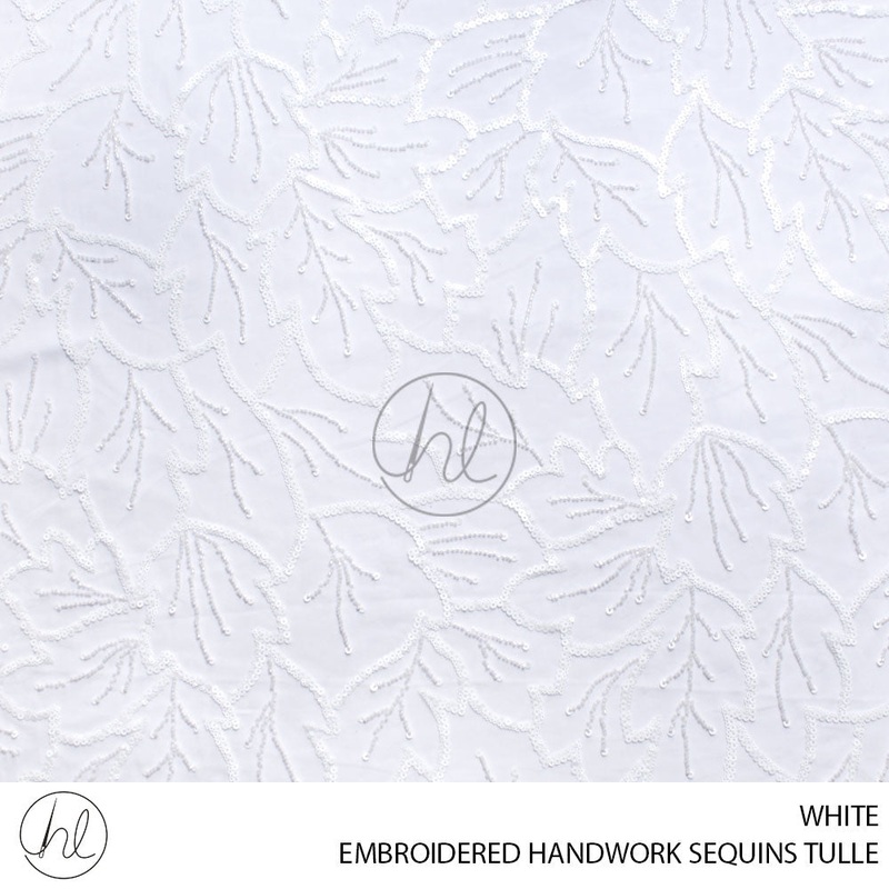 EMBROIDERED HANDWORK SEQUINS TULLE 55 WHITE 140CM PER M