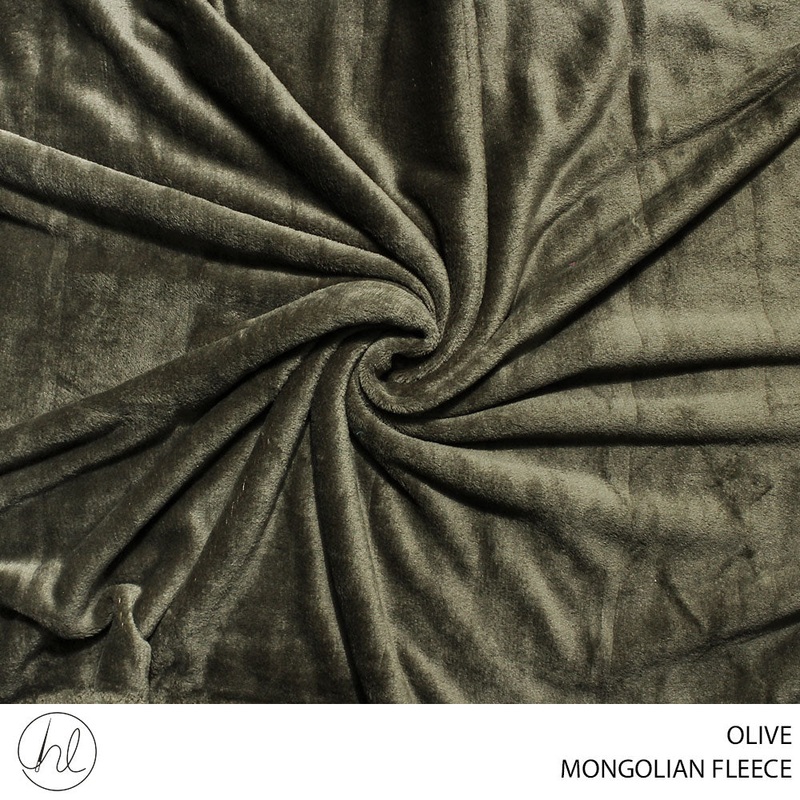 MONGOLIAN FLEECE 150CM OLIVE ROLL 001 1