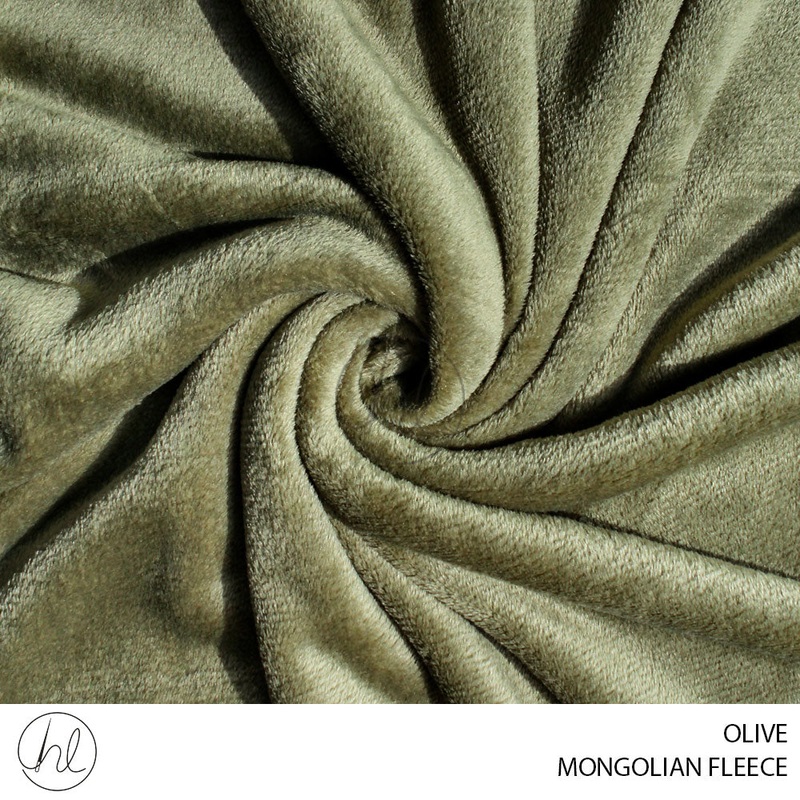 MONGOLIAN FLEECE PLAIN FABRIC 150CM OLIVE ROLL 001 1