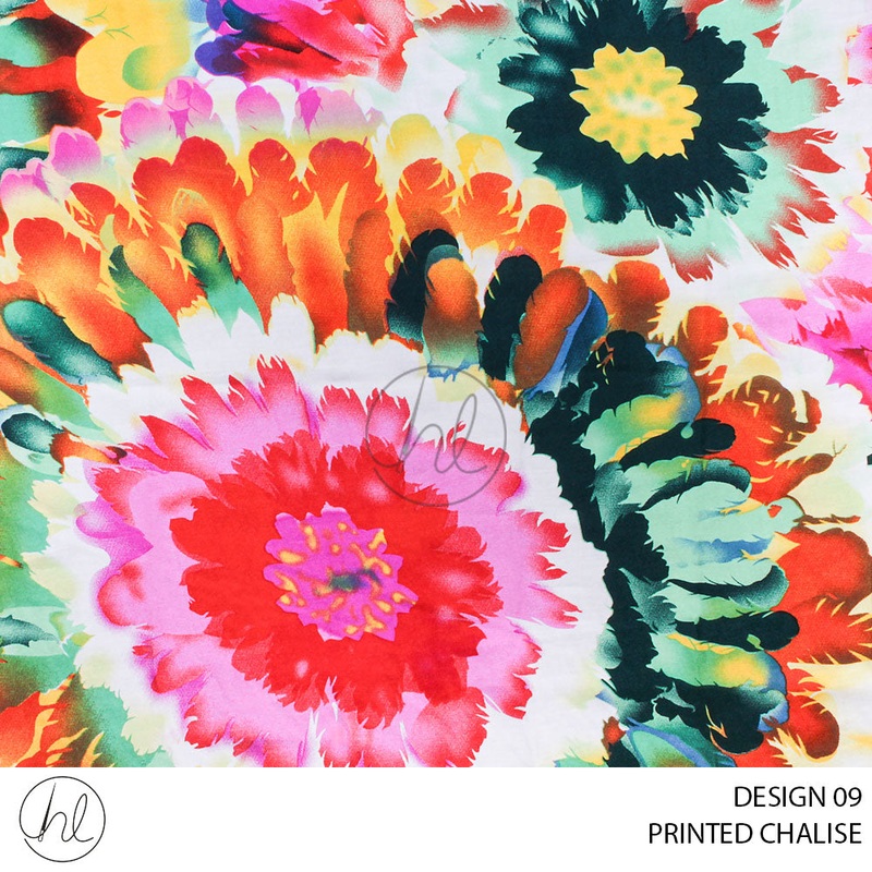 PRINTED CHALISE 55 YELLOW 150CM PER M